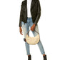 FENDI Fendigraphy Small Straw & Leather Hobo Bag