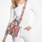 Mirella Small Logo Embossed Pebbled Leather Crossbody Bag
