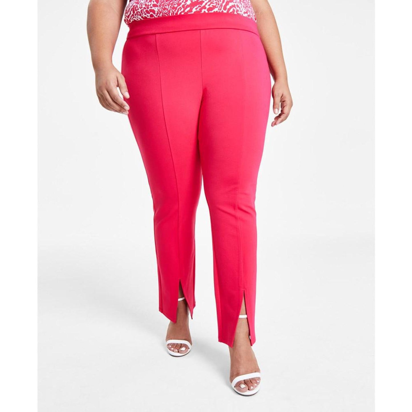 Plus Size Split-Hem Legging Pants