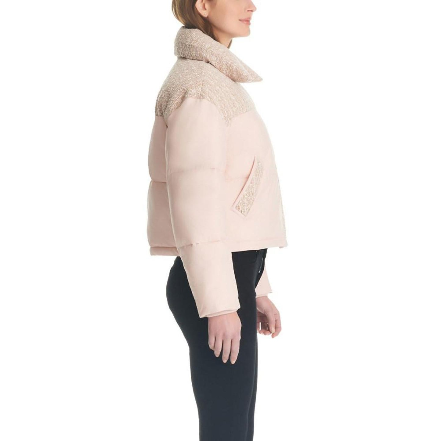 Women's Cropped Tweed Puffer Coat