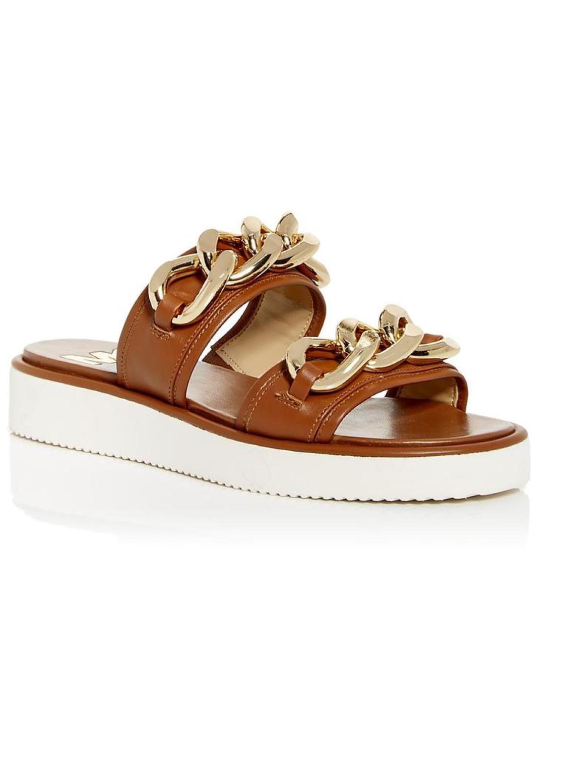 Scarlett Double Band Womens Leather Chains Slide Sandals