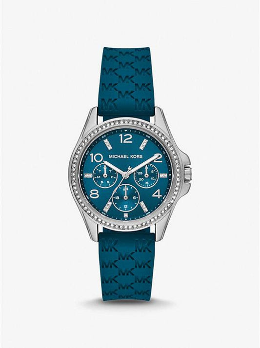 Mini Pilot Pavé Silver-Tone and Logo Silicone Watch