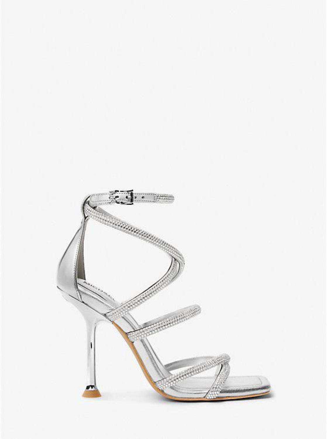 Imani Embellished Metallic Faux Suede Sandal