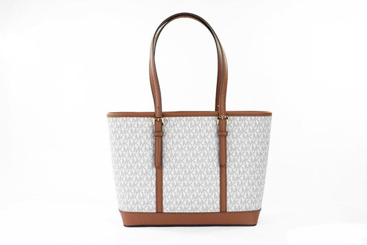 Michael Kors Jet Set Travel Small ivory PVC Shoulder Tote Handbag Bag Women's Purse