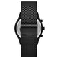 Men's Slim Runway Chronograph Black Stainless Steel Mesh Bracelet Watch 45mm