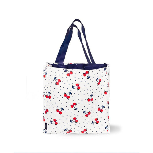 Reusable Grocery Tote Bag in Cherry Print
