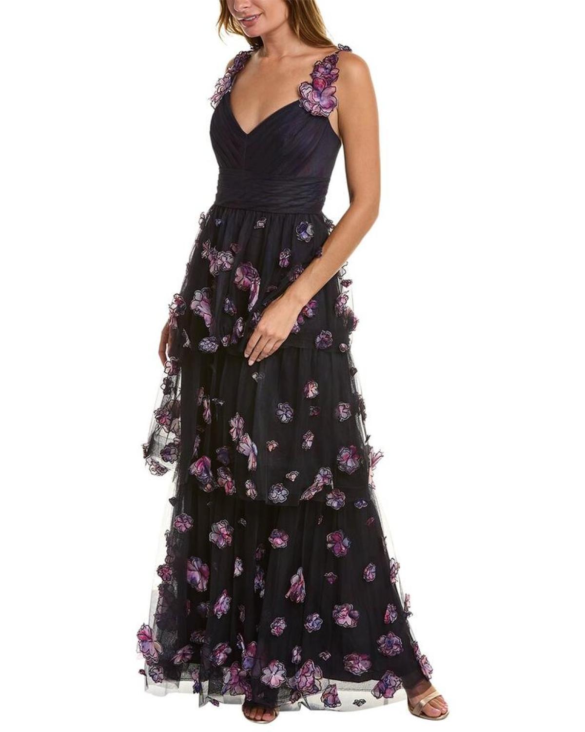 Marchesa Notte Sleeveless Printed Gown