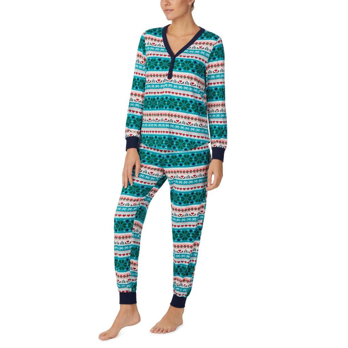 Cozy Brushed Jersey Long Sleeve Henley Joggers Set