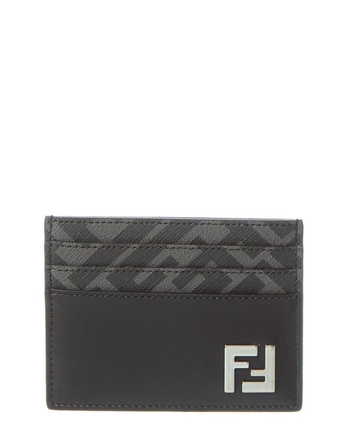 FENDI FF Squared Leather Card Holder