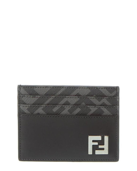 FENDI FF Squared Leather Card Holder
