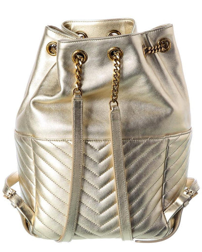 Saint Laurent Joe Metallic Leather Backpack