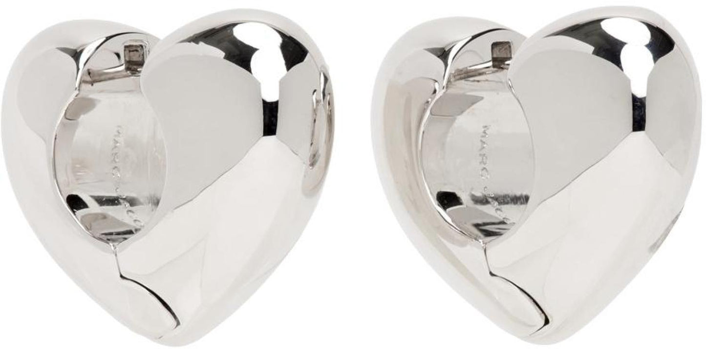 Silver 'The Charmed Bubble Heart Hoop' Earrings