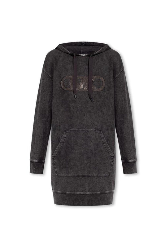 Michael Michael Kors Logo Embellished Drawstring Hoodie Dress