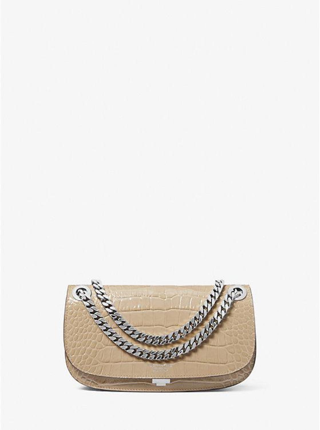 Christie Mini Crocodile Embossed Leather Envelope Bag