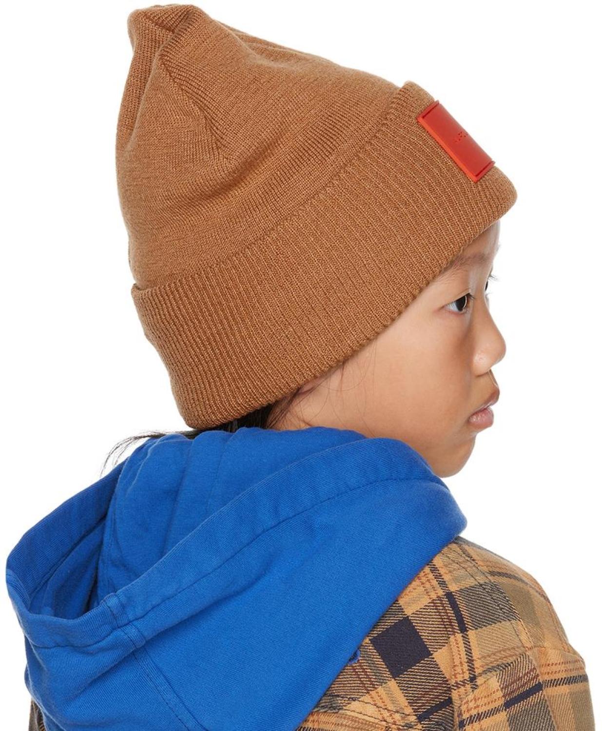 Kids Orange Logo Patch Beanie