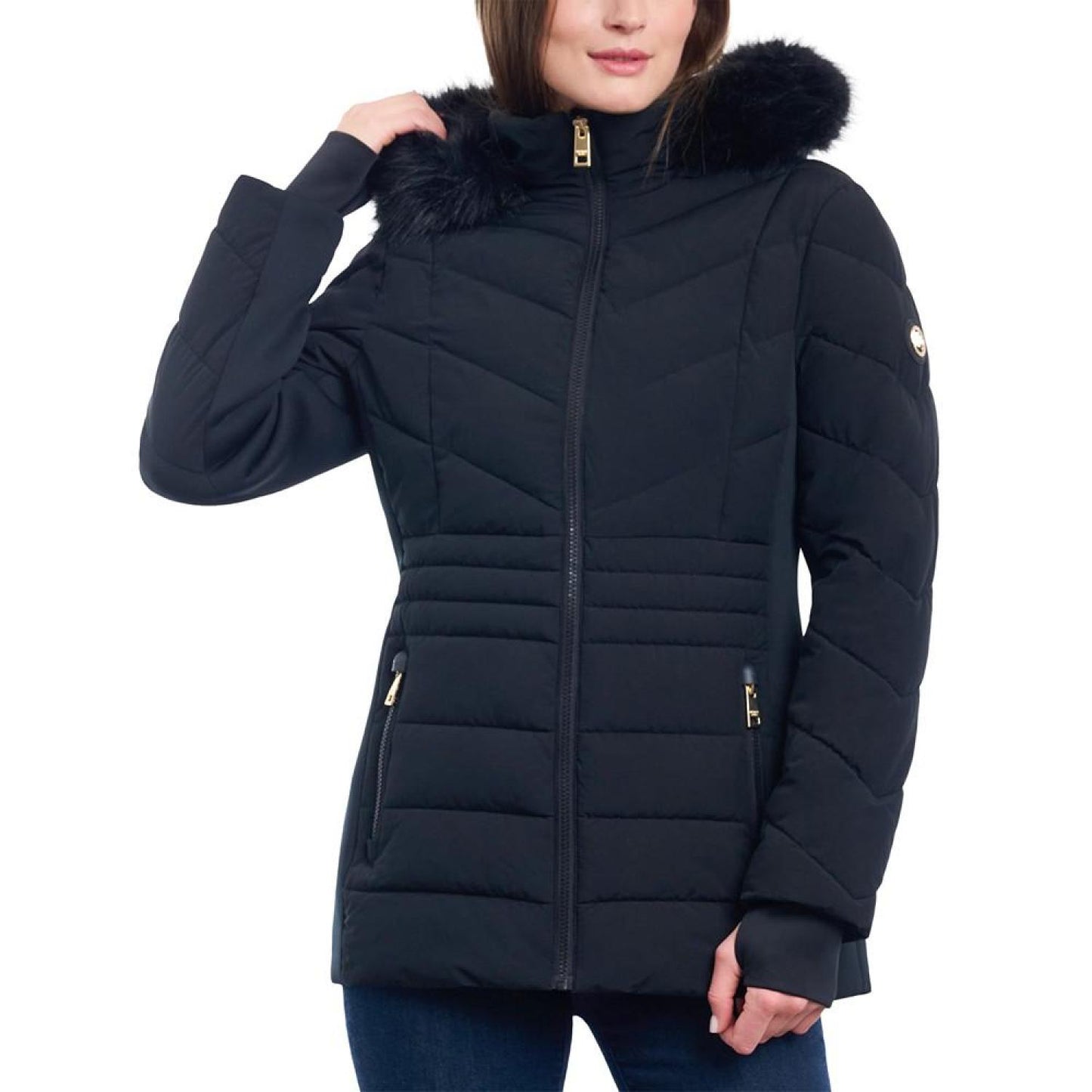 Women's Faux-Fur-Trim Hooded Puffer Coat, Created for Macy's