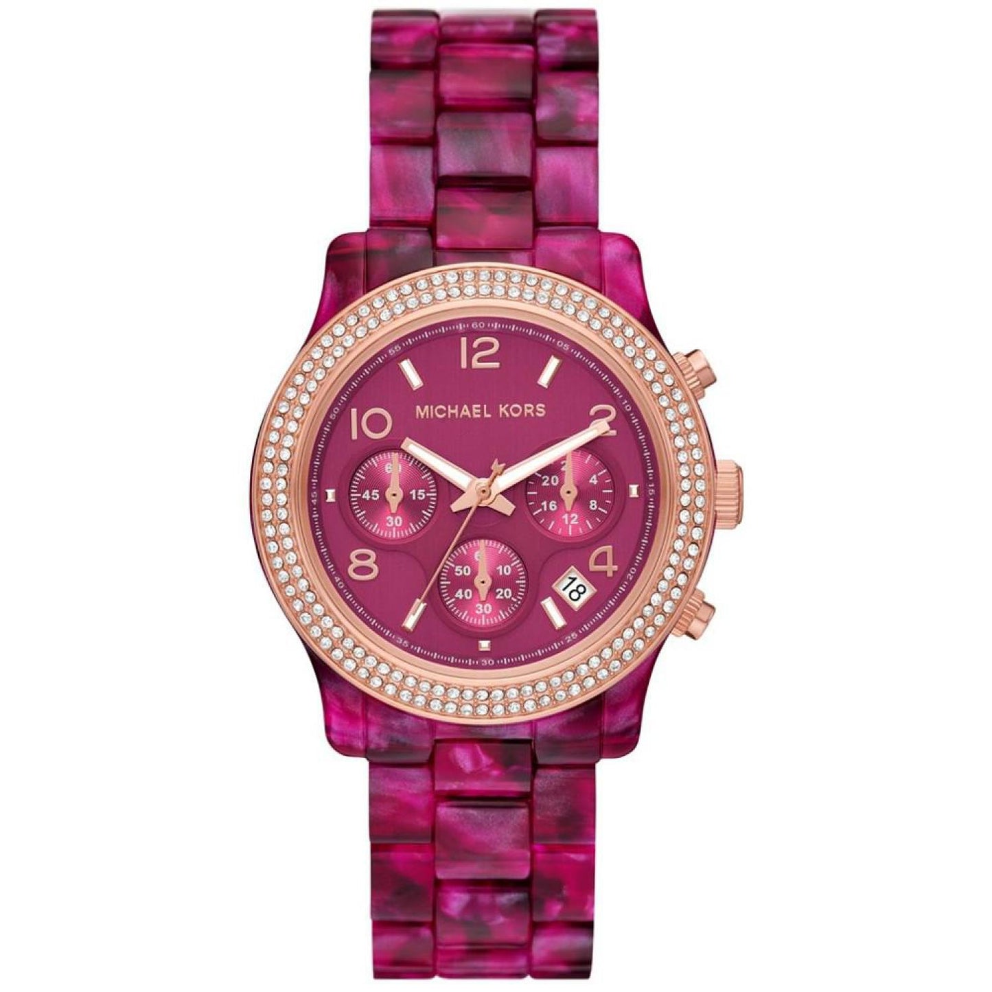 Women's Runway Quartz Chronograph Fuchsia Acetate Watch 38mm