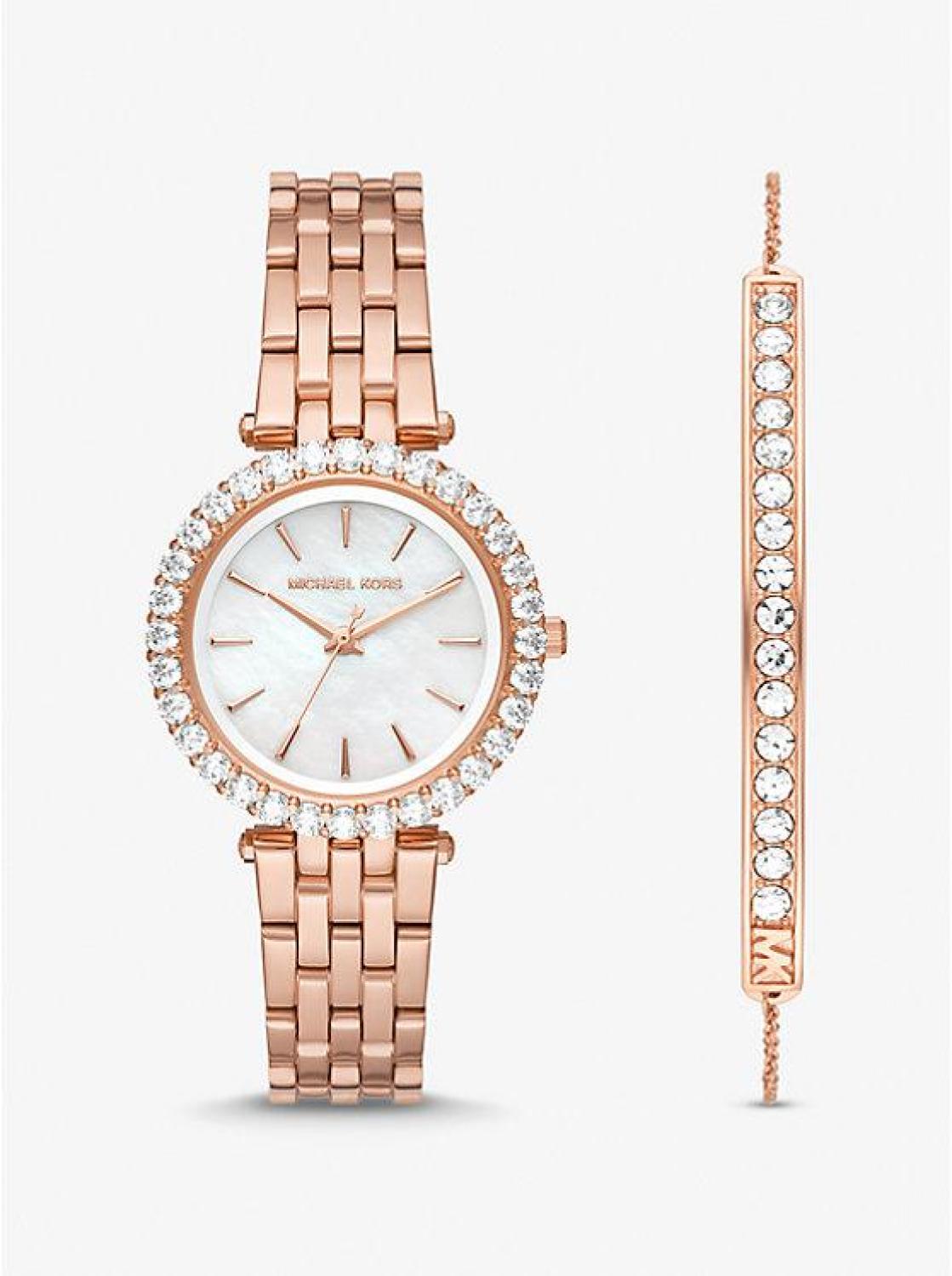 Mini Darci Pave Rose Gold-Tone Watch and Bracelet Gift Set