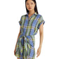Petite Plaid Tie Front Linen Shirtdress