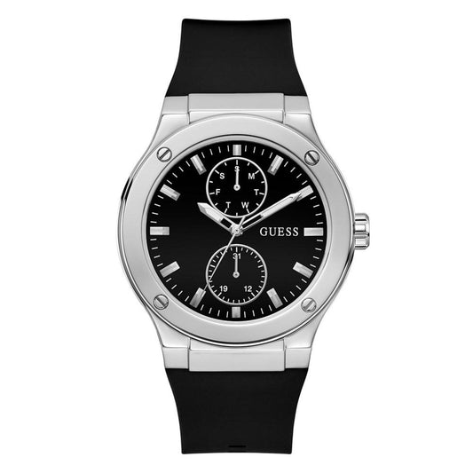 Men's Multi-Function Black Silicone Watch 45mm