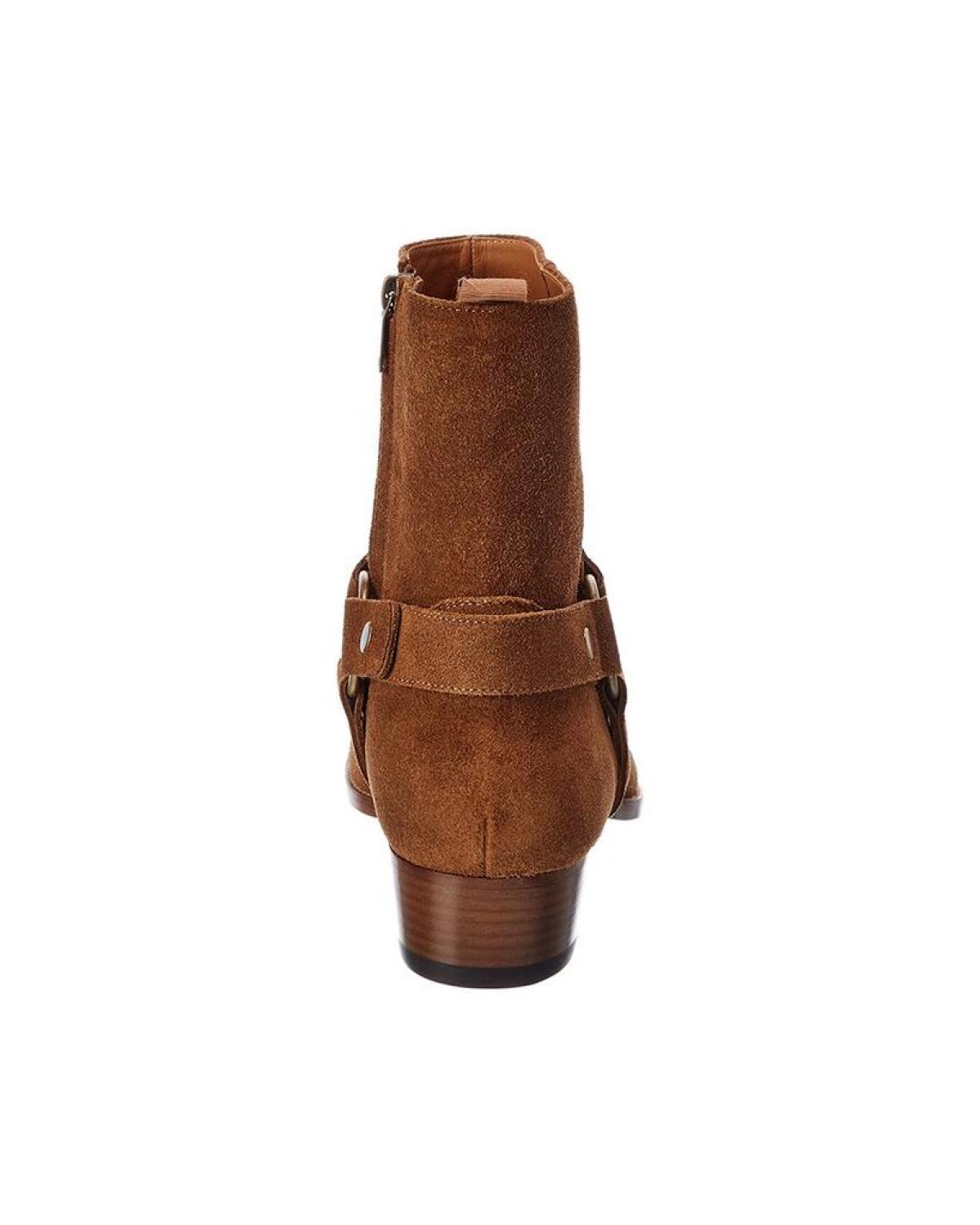 Saint Laurent Wyatt Harness 40 Suede Boot