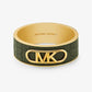 Precious Metal-Plated Brass and Crocodile Embossed Empire Logo Bangle