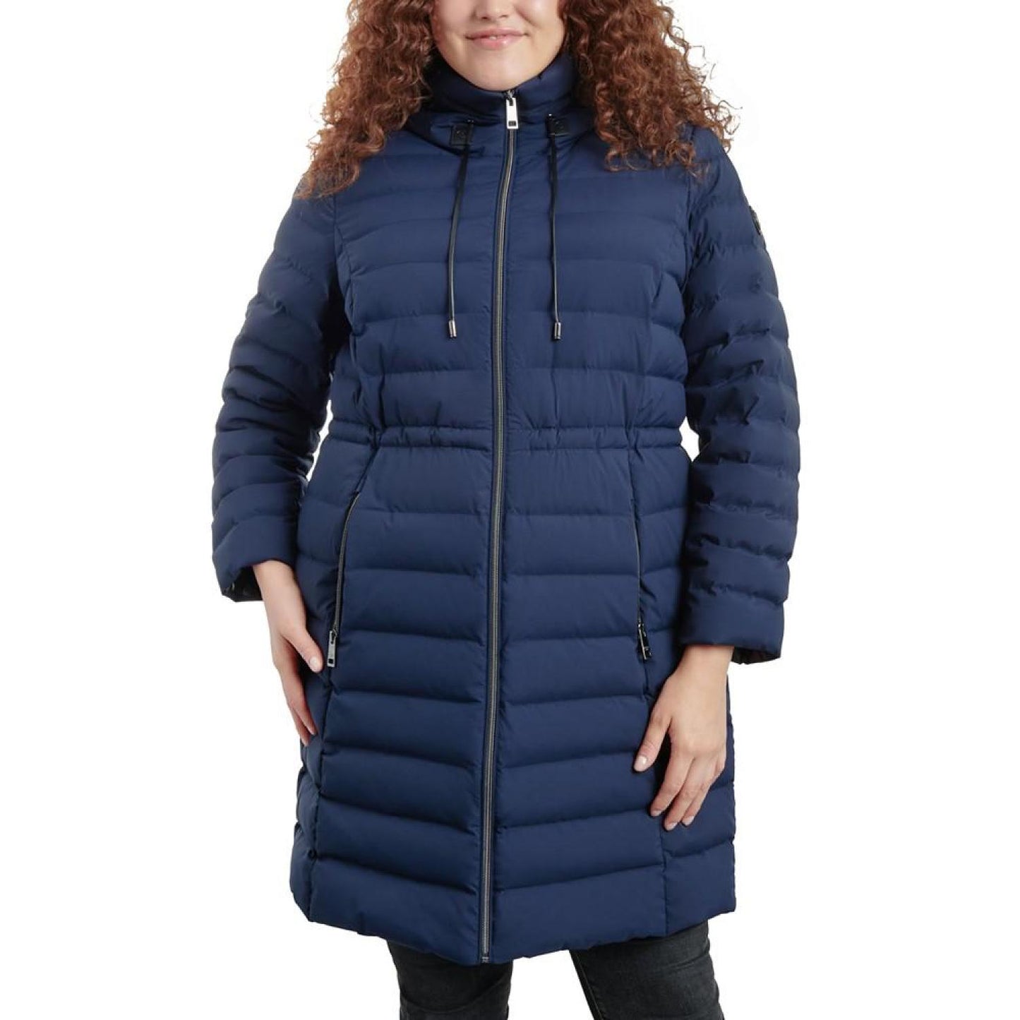 Women's Plus Size Hooded Faux-Leather-Trim Anorak Puffer Coat