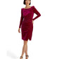 Velvet Puff-Sleeve Cocktail Dress