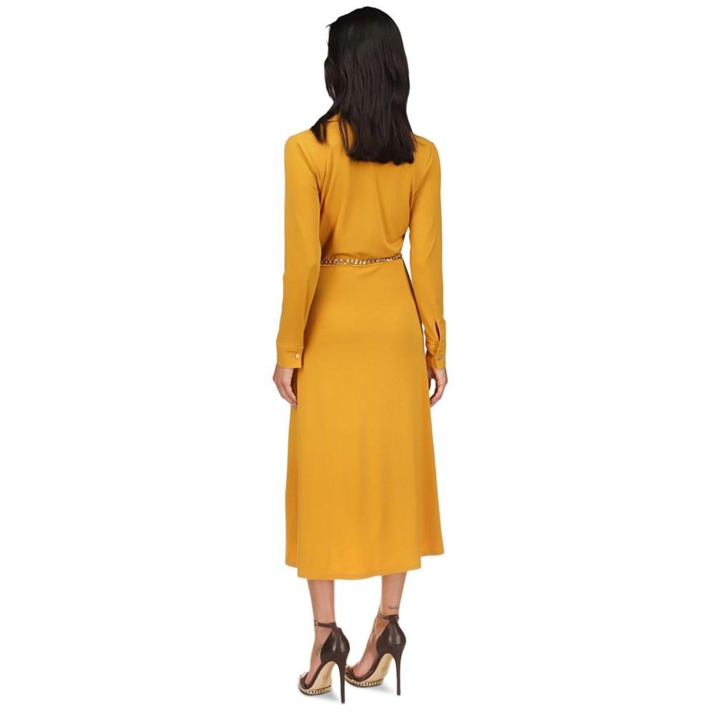 Women's Solid Chain Faux-Wrap Dress