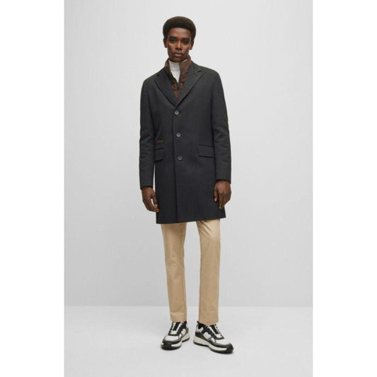 Slim-fit coat with detachable zip-up inner