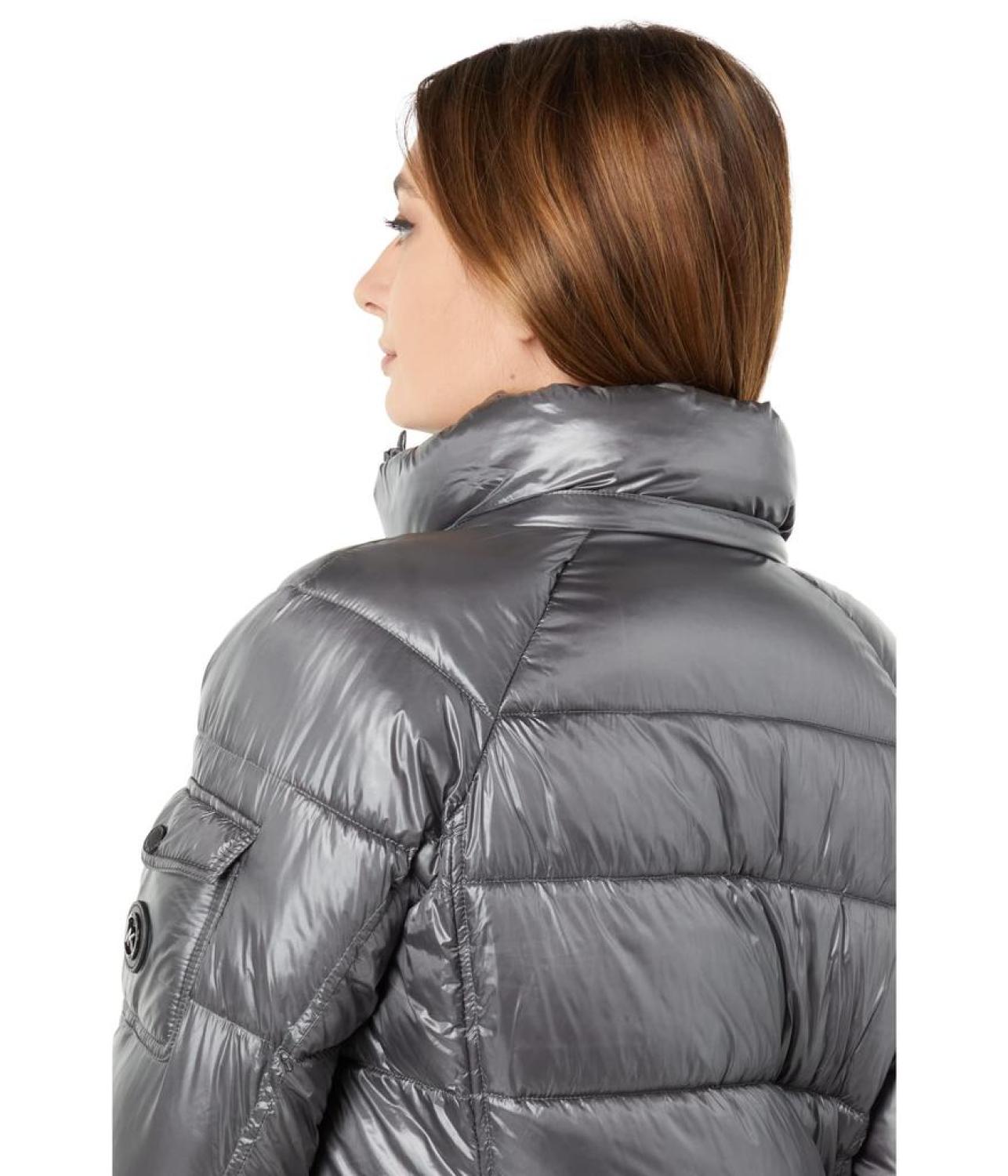 Short Puffer with Faux Fur Trim Hood Jacket M425739QZ