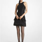 Pinstripe Sequined Georgette Halter Dress