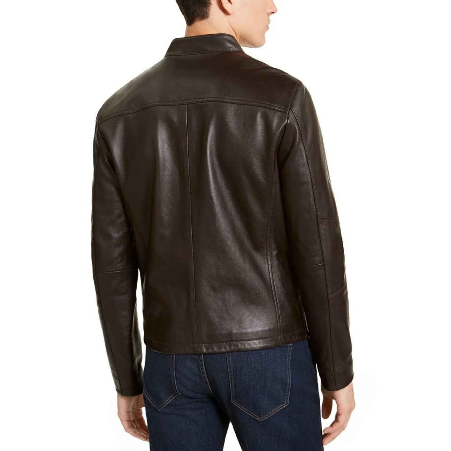 Men's Leather Racer Jacket, Created for Macy's