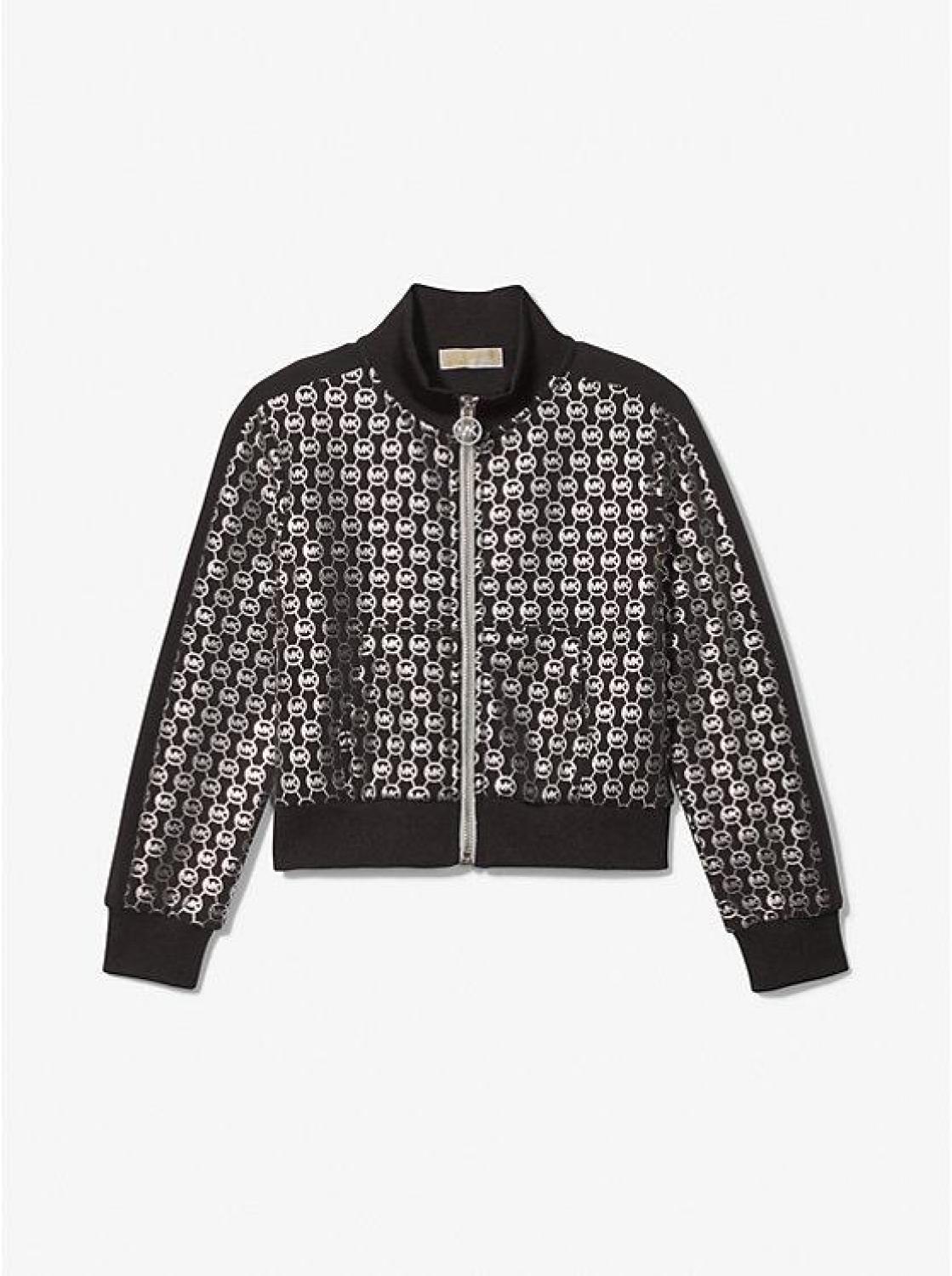 Metallic Logo Stretch Viscose Track Jacket