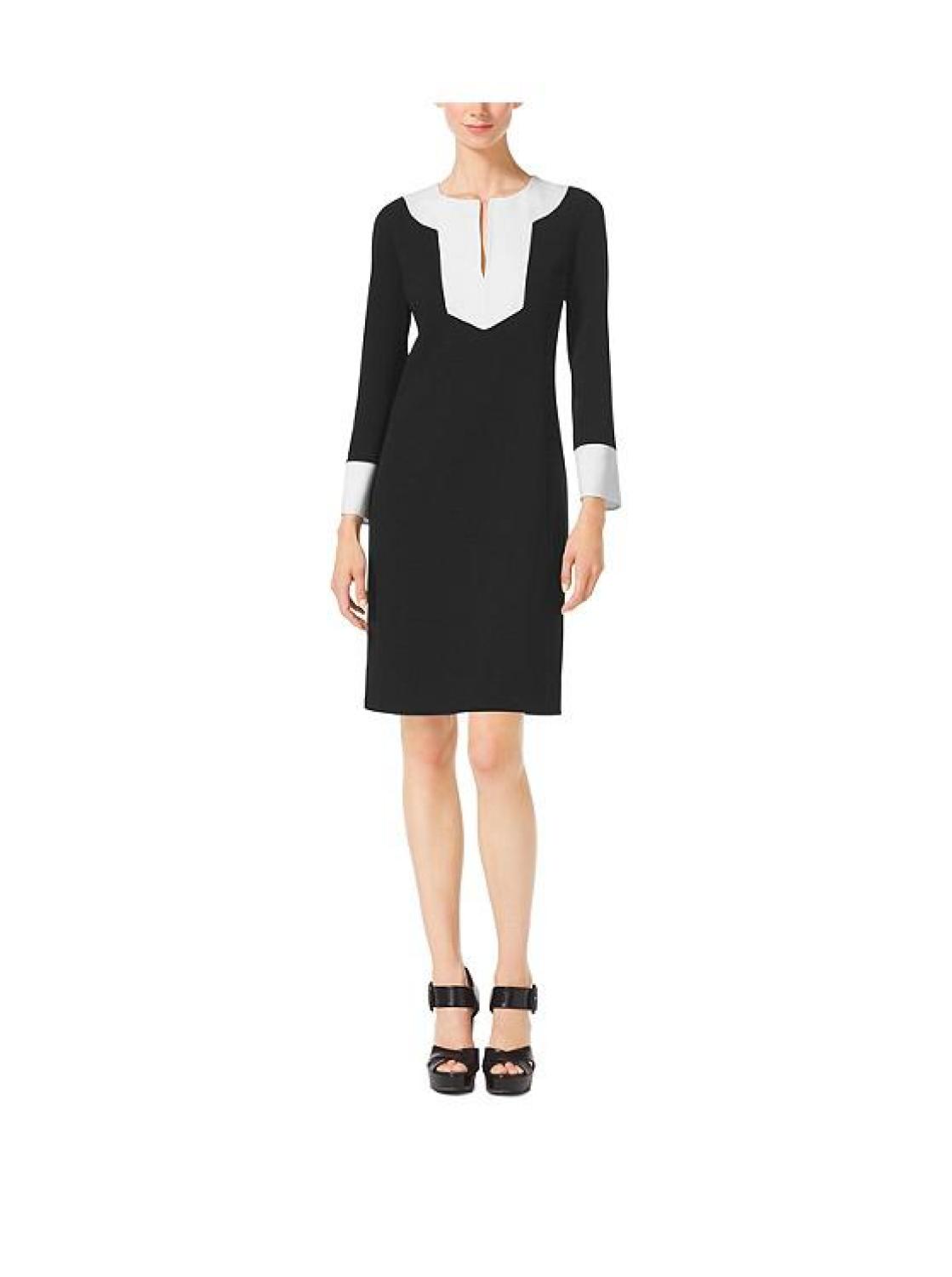 Color-Block Wool-Crepe Tunic Dress