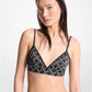 Empire Logo Print Satin Bra Top