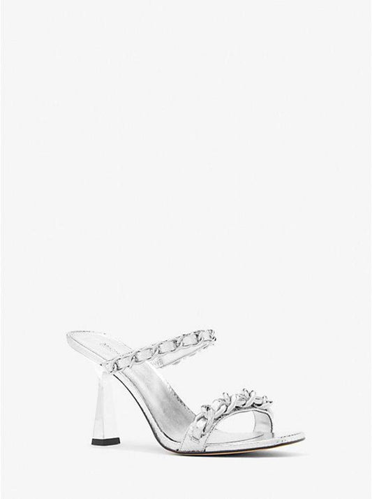 Clara Embellished Metallic Snake Embossed Leather Sandal