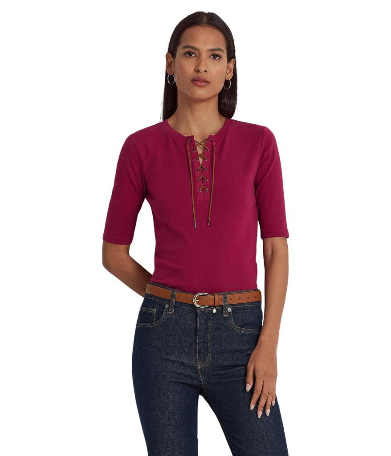 Lace-Up Stretch Cotton Tee