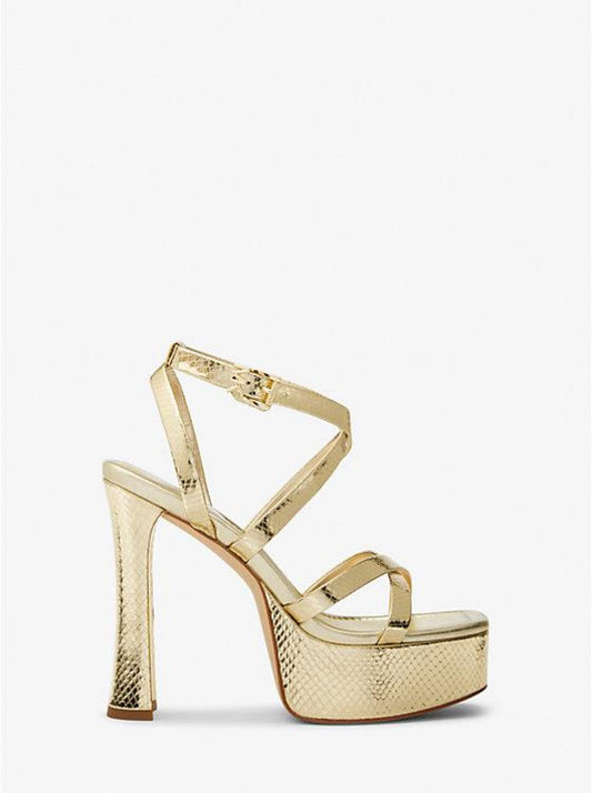 Paola Metallic Snake Embossed Leather Platform Sandal