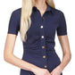 Womens Collared Ruched Blouse