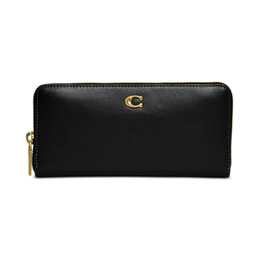 Smooth Leather Slim Accordion Zip-Around Wallet