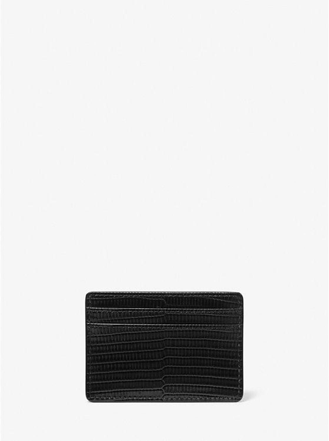 Jet Set Lizard Embossed Leather Card Case