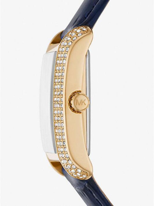 Mini Emery Pavé Gold-Tone and Crocodile Embossed Leather Watch