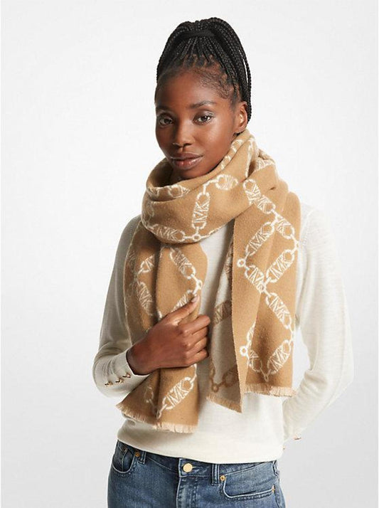 Reversible Empire Logo Jacquard Wool and Cashmere Scarf