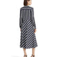 Petite Striped Tie Front Crepe Midi Dress