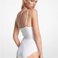 Stretch Nylon Belted One-Shoulder Swimsuit