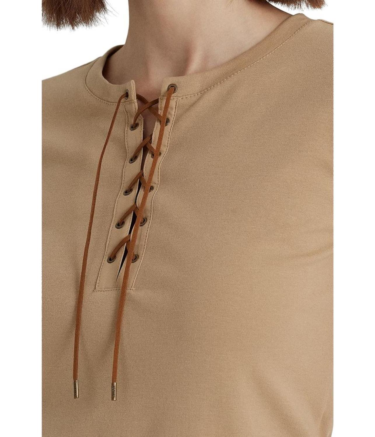 Lace-Up Stretch Cotton Tee
