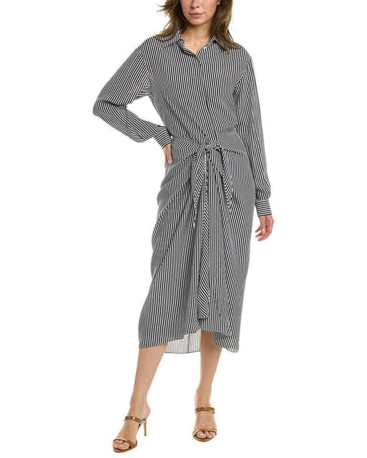 Michael Kors Stripe Sarong Tie Silk Dress