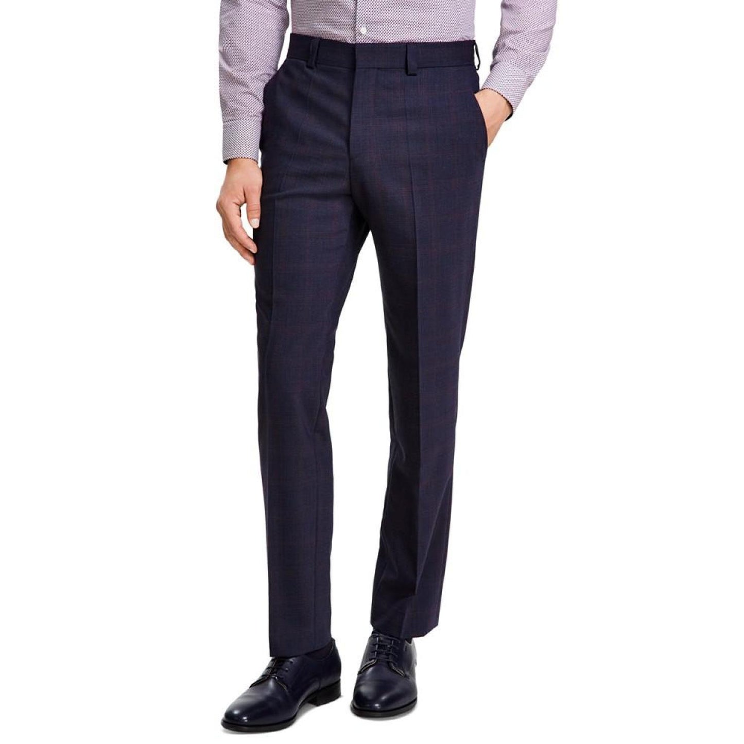 Men's Modern-Fit Wool Blend Check Suit Trousers
