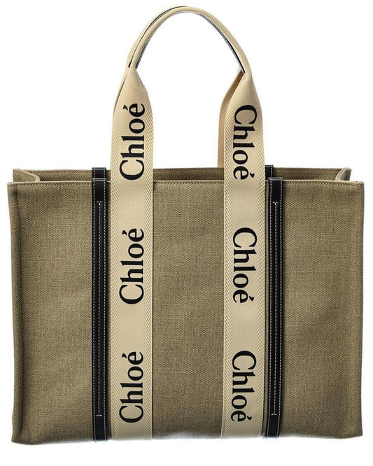 Chloe Woody Large Canvas & Leather Tote